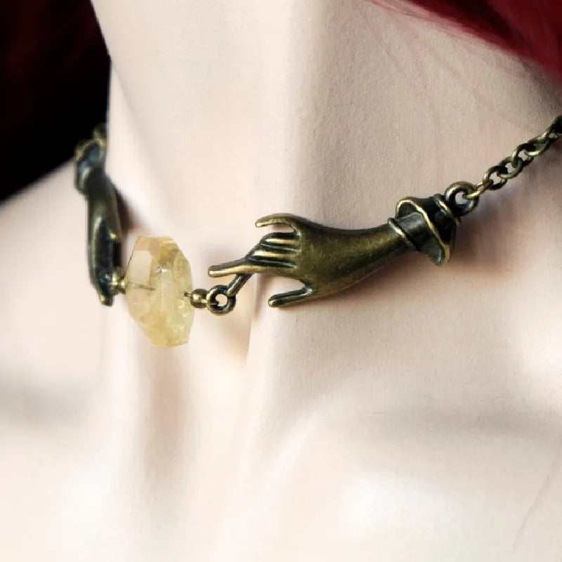 Witchy Chain Hand Crystal Necklace