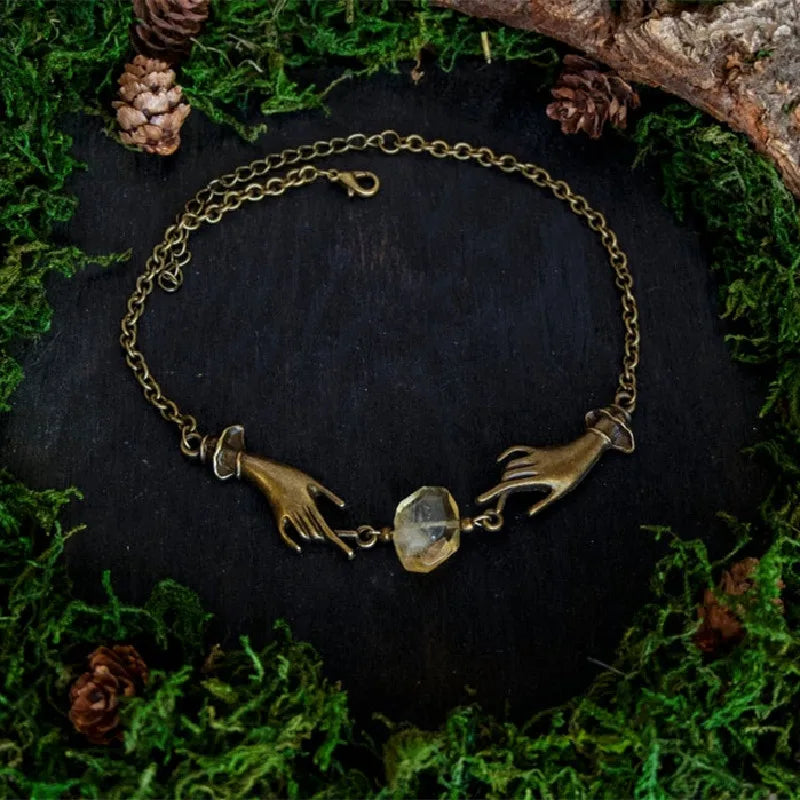Witchy Chain Hand Crystal Necklace