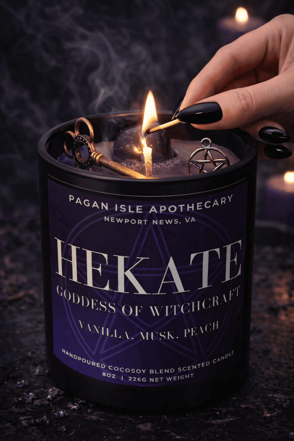 Hekate Crystal Candle | Crossroads & Witchcraft Spell Candle