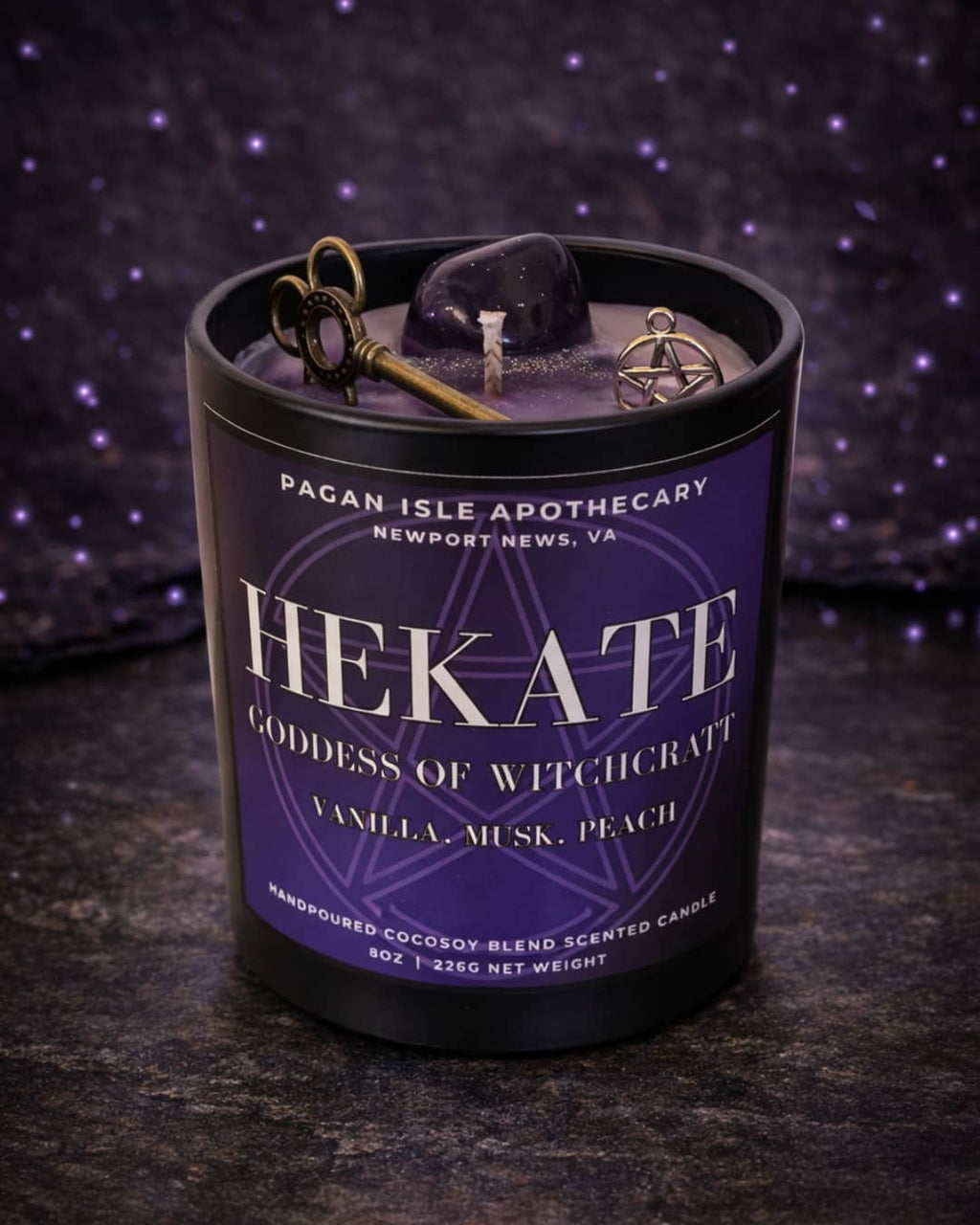 Hekate Crystal Candle | Crossroads & Witchcraft Spell Candle