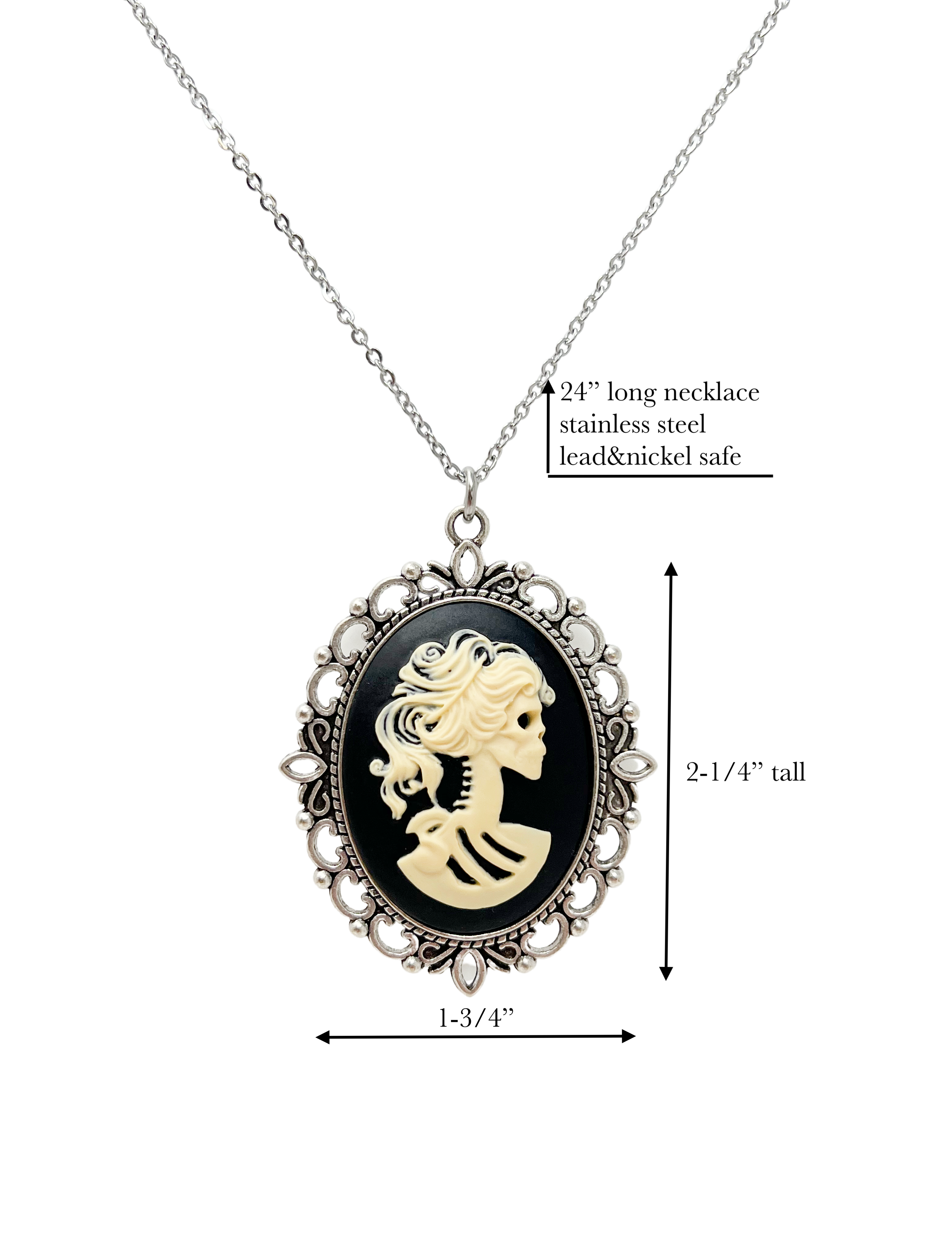 Gothic lolita lady skeleton necklace